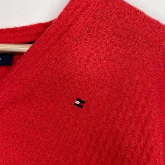 Tommy Hilfiger Red Waffle Knit Button Down Sweater Women's Size Extra Small XS - Picture 8 of 9